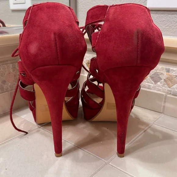 Marco Santi Red Lace-Up Heels - Picture 4 of 6